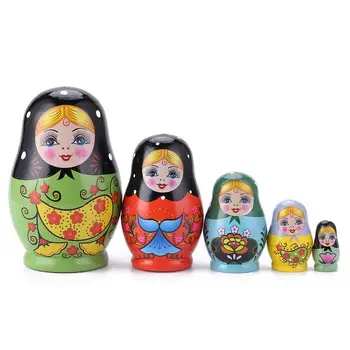 1 Set Culoare Lemn Pictat rusă Păpuși Matrioșka Babushka Artizanat lucrate Manual pentru Copii Cadouri Artizanale Papusa Casa Decor Poupee Russe