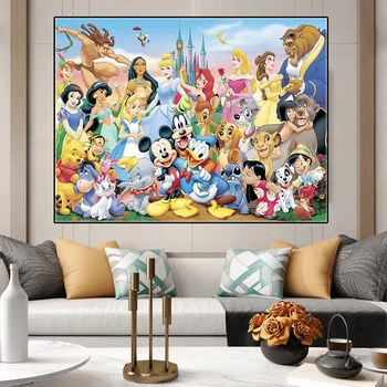 Catoon Alba Ca Zapada Cenusareasa Printesa Poster Disney Acuarelă Panza Pictura De Arta De Imprimare Perete Poza Pentru Copil Decor Acasă Cuadros