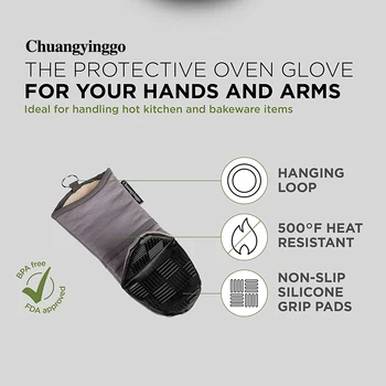 Chuangyinggo Bucătărie mănuși de Silicon Mănuși de Cuptor, Mâner Fierbinte Obiecte de Bucătărie în condiții de Siguranță, Non-Alunecare Silicon Bucătărie mănuși Izolate cu