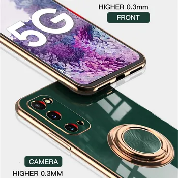 De Lux Placare Carcasele De Silicon Pentru Samsung Galaxy S20 S21 Plus S20 21 Ultra Nota 20, Ultra Telefon Inel Magnetic Titularul Capacul Suportului