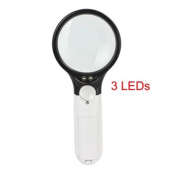 Handheld 3X 45X Iluminate Lupa, Microscop, Lupă de Ajutor de Lectură pentru Seniori lupă Bijuterii Instrument de Reparații Cu 3 LED-uri