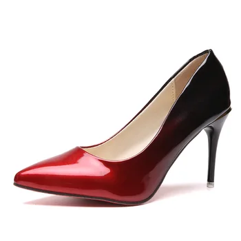 Pantofi femei a Subliniat Toe Pompe de Brevete din Piele Rochie de Vin Roșu 10 CM Tocuri inalte Pantofi cu Barca Pantofi de Nunta Zapatos Mujer uu4