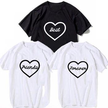Moda Drăguț Inima Tipărite Tricou Iubitor de t-shirt-uri mai Bune Prietene pentru Totdeauna BFF Tricou Femei Harajuku Topuri Casual sex Feminin Tees