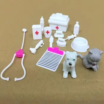 Casă De Păpuși În Miniatură Vet Medical Câine Kit De Copii Pretinde Joc Păpușă Jucărie Accesorii