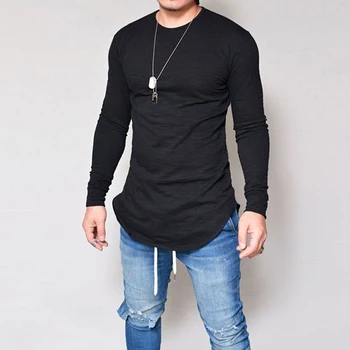 Barbati Personalitate tricou Casual Slim Fit T-shirt Primăvară Noi Topuri de Moda O-gât cu mâneci Lungi T-shirt Camisa Masculina