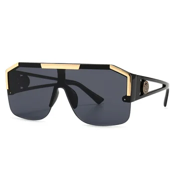 2020 Moda Brand de Lux Supradimensionat ochelari de Soare Patrati Bărbați Femei Vintage din Metal Mare Cadru Semi-fără ramă O Lentilă de Ochelari de Soare UV400
