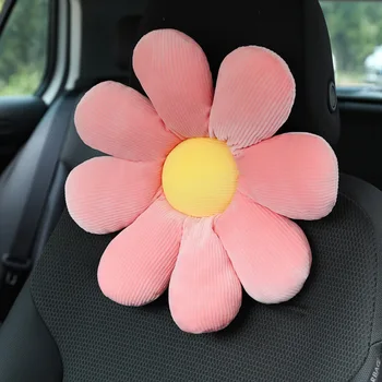 Masina de pluș tetiera creative floarea soarelui mașină de gât perna perna din spate lombare cap pernă suport auto femeilor accesorii de interior