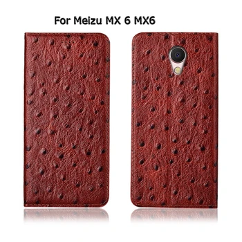Struț Textura Reale de Vacă din Piele de Caz Pentru Meizu MX 5 6 MX5, MX6 Capac Flip Stand Magnetic Telefonul Sac