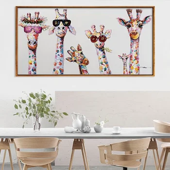Animale Postere Girafa Poze De Familie Acuarelă Cameră Decor De Perete Desene Animate Stil American Pictura Arta Teen Decorarea Camerei