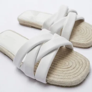 Pantofi Low Femei Papuci Cross-Legat Superficial Diapozitive 2021 Plat Moale de Bază PU Cauciuc Casual Scandaluri Pantofi de Agrement Femeie 2021 Sli