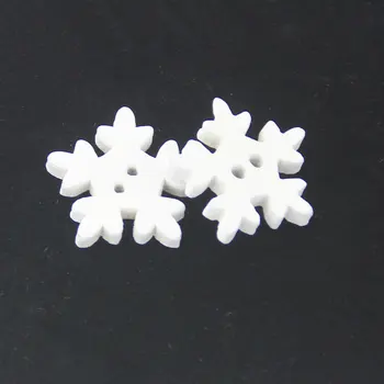 100buc Noutate Fulgi de zăpadă Alb Butoanele de Lemn Ornamente pentru Ambarcațiunile de 17mm