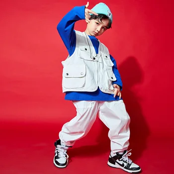 Copil Hip Hop de Îmbrăcăminte fără Mâneci Jacheta Top Supradimensionat Tricou Tricou Streetwear Pantaloni pentru Fete Baieti Jazz Dans Costum de Haine