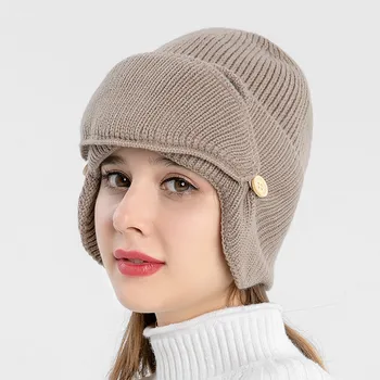 Toamna și Iarna cald pălărie Nouă Aviator Ochelari de Protecție pentru Urechi Pălărie Plus Catifea Lână Cald Pălărie Tricotate Pălărie cu Masca