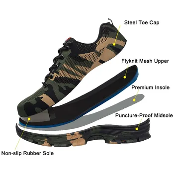 SUADEX Pantofi de protecție pentru Om Pantofi de protecție Non-alunecare Capac din Oțel Pantofi de Lucru Anti-zdrobitor Respirabil Barbati Pantofi la Modă de Muncă Adidași