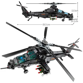 704Pcs High-Tech Militare de Teren Forței Armate Z-10 Elicopter de Atac Model Blocuri Kit Cărămizi Jucarii Educative pentru Copii