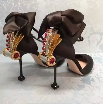 Drăguț Roz Pentru Femei De Moda Sandale Papion Stras Decor Glezna Folie De Vara Pantofi De Nunta Femeia Gladiator Tocuri Inalte Femei Pompe