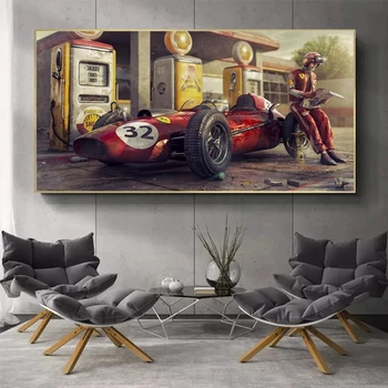 Mașină de epocă Postere si Printuri Ferrari Clasic de Curse Masina de Curse F1 Panza Pictura Cuadros de Arta de Perete Poza Pentru Decor Acasă