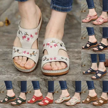 2021 Femeie Vară Dulce gol flori Sandale cu Catarama Casual de Cusut Femei Pantofi pentru Femeie Doamnelor Platformă Retro Sandalias