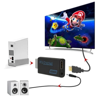 Full HD 1080P Wii la HDMI compatibil cu Convertor Adaptor Wii2HDMI-compatibil Converter 3.5 mm Audio pentru PC HDTV Monitor