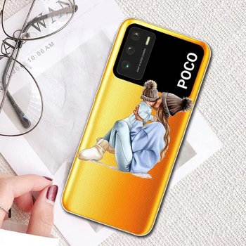 Pentru Xiaomi Poco M3 Caz Silicon Moale Mama și Fiica Clar Shell Cazuri de Telefon 6.53 inch Full de protecție a Barei de protecție Murdăria rezistentă la