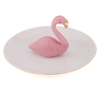 Inelul Ceramic Titularul Flamingo Bijuterii, Vase Decorative Colier Bijuterii Tavă Organizator unicorn colier show de stand elan