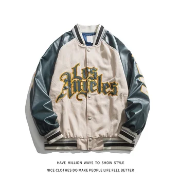 Broderie Bombardier Jachete Femei Palton Barbati Cuplu Jacheta de Baseball 2021 Toamna Unisex Iubitul Stil Varsity Hiphop Streetwear