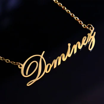 D&Z Moda Personalizate Din Oțel Inoxidabil Numele Colier Scrisoare Personalizata De Aur Cravată Colier Pandantiv Plăcuța Cadou