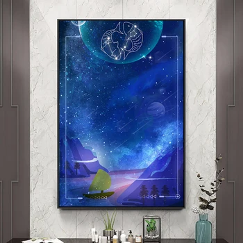 Nordic Desene animate Douăsprezece Constelații 12 Semne Zodiacale Tablouri Canvas Wall Art Postere Imaginile Pentru Camera de zi copil de Cameră Decor
