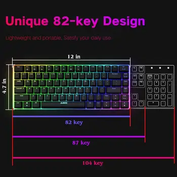 AK33 RGB Tastaturi Mecanice Alb Roz Taste Tastele 82 Anti-gosting N-key Rollover Gaming Keyboard pentru Laptop, Desktop PC