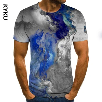 KYKU Cerneală stil pentru bărbați T-shirt 3D creative cloud grafic T-shirt casual de vara topuri de moda gât rotund tricou plus dimensiune streetwear