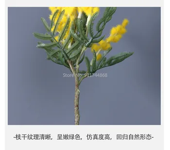 Mătase artificială Copac Floare Flocking Salcam Singură Sucursală Multi-ramificat Pol Lung de Pluș Salcam Acasă Decorare Flori Artificiale