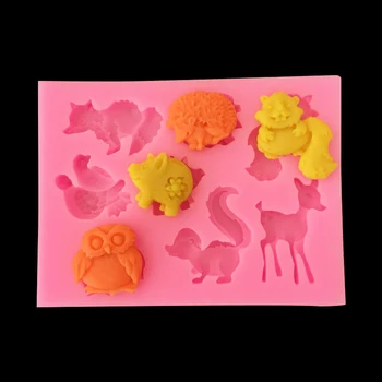 Silicon de Desene animate de Animale Fondante Mucegai 3D DIY Sapun Matrite Tort Mucegai de Patiserie, Cookie Zahăr Ambarcațiunile de Ciocolata Instrument de Copt