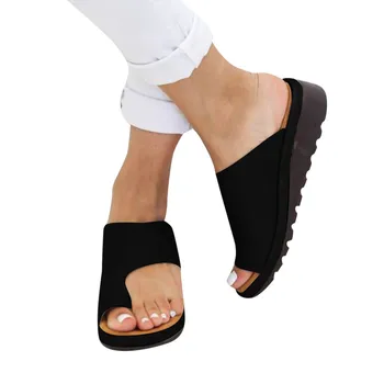 Femei Papuci Pantofi Din Piele Pu Confortabil Platforma De Plat Unic Doamnelor Moi Degetul Mare Picior De Corecție Sandale Ortopedice Inflamație La Picior Corector