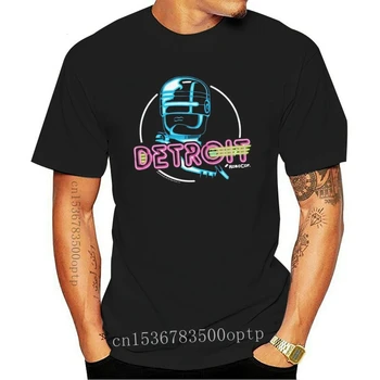 Robocop Barbati Cu Maneci Scurte T-Shirt Negru Neon Moda Tricou