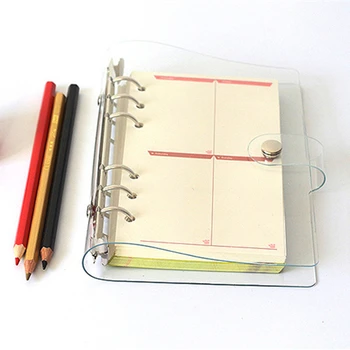Personal A5 A6 A7 6 Gaura Clar Liant Coperta PVC Moale Notebook Runda Inel Protector cu Închiderea Snap DIY Jurnalul Planificator de Acoperire