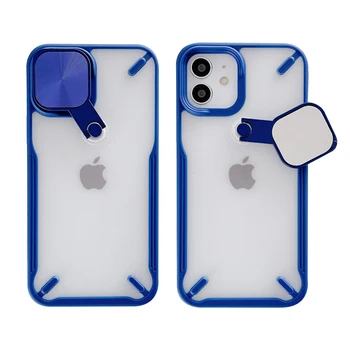Ori de Fotografiat Lentilă de Protecție Caz Pentru iPhone 12 11Pro Max 7 8 Plus Suport stativ Caz Pentru XR X XS Max Mat Culori Bomboane Acoperi