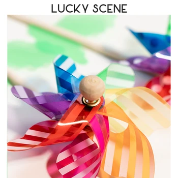 Copii Stâlp de Lemn, Moară de vânt Colorat, Jucării din Plastic, Decor în aer liber S01278