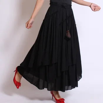 Noua Primavara-Vara Neregulate Femeie Fusta Elegant Feminin Stil Etnic Pure Color Vintage Big Swing Fusta Casual Jupe Femme