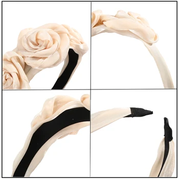 Molans Triple Rozeta Faille Bentita pentru Femei Hairband Culoare Solidă de Mătase Coroană de Flori de Păr Hoop Bandă de Moda Accesorii de Par