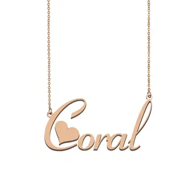 Coral Numele Colier, Nume Personalizat Colier pentru Femei Fete Mai buni Prieteni Aniversare de Nunta de Crăciun Mama Cadou de Zile