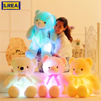 LREA 1 buc 50cm cojines de pluș ursul Desene animate Creative Lumina LED-uri pentru Copii ca o jucărie sau adulți lenjerie de pat perne