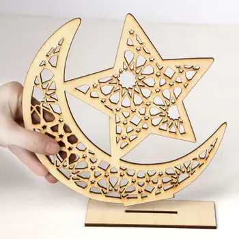 Lemn Eid Mubarak Musulman Ramadan Luna Steaua Placa Pandantiv Decor Ornament DIY Acasă Consumabile Partid LXAC