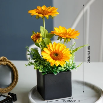 1 Frumoasa Floarea-soarelui Ghiveci Buchet de Plastic de Flori de Mătase Artificială de Înaltă Calitate de Flori de Grădină Acasă Petrecere de Nunta de Decorare DIY