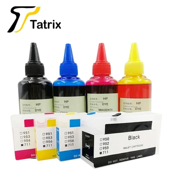 Tatrix 1Set Refillable Cartuș de Cerneală hp 711 HP711 HP711XL + 1 set 400ml cerneala Dye costum pentru HP T520 T120 Cerneala Inkjet Printer