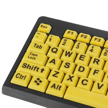 Picătură cu Ridicata USB Tastatura cu Fir Negru Mare Scrisoare de Imprimare Galben Butonul de pe Tastatură Pentru persoane în Vârstă și Low Vision