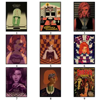 40 de Modele de La Queen ' s Gambit Kraftpaper Poster Alternative de Artă Abstractă, Pictura Amuzant Perete Autocolant pentru cafenea Bar