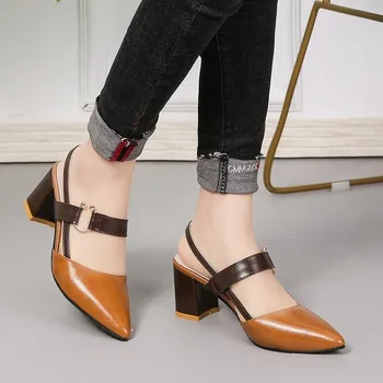 2021 Sandale de Vara pentru Femei Nou Ascuțite Indesata Sandale de Mari Dimensiuni Femei de Moda pentru Femei Pantofi