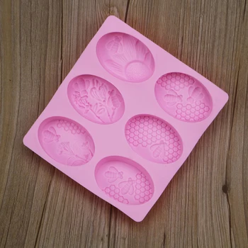 1 buc Miere de Albine Silicon Săpun Mucegai Manual DIY Meșteșug 3d Oval Silicon Dreptunghiulara Săpun Mucegai 6 Forme pentru Săpun, Forme Pentru Săpun