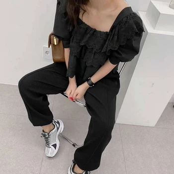 SuperAen coreean Dulci Femei Bluze de Vară 2021 Solid Tricouri Casual cu Volane Piața Collar Manșon de Puf Busas OL Office Camasi