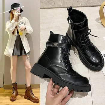 Vintage maro doamna de moda botinele de Toamna gros TPR unic goth pantofi negru glezna cizme 2020 cald, doamnă